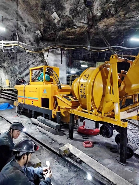 山西陽煤司家莊煤礦井下施工作業現場攪拌遠距離輸送混